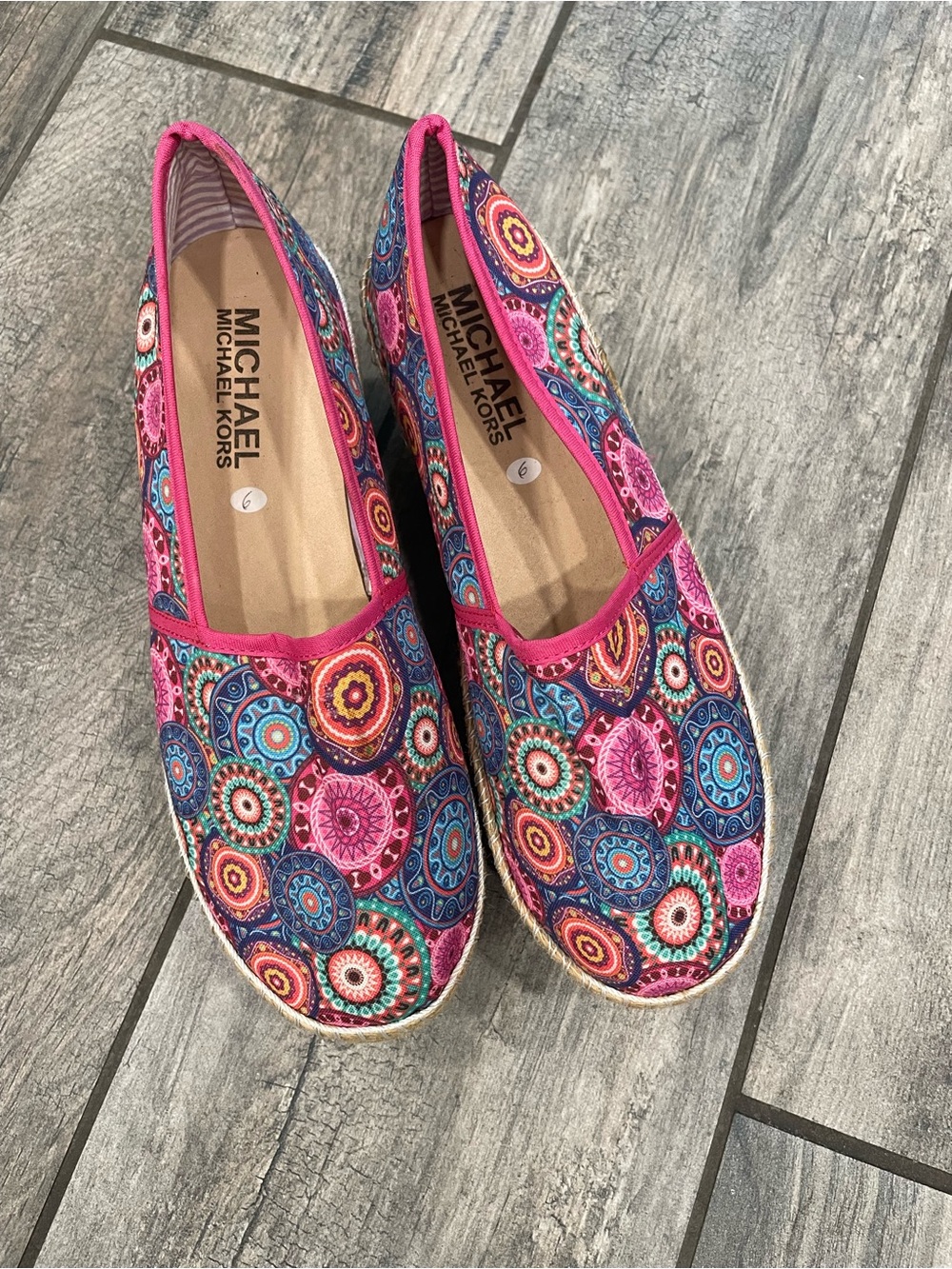 MICHAEL Michael Kors Pink Multicolor Mandala Slip-On Espadrilles